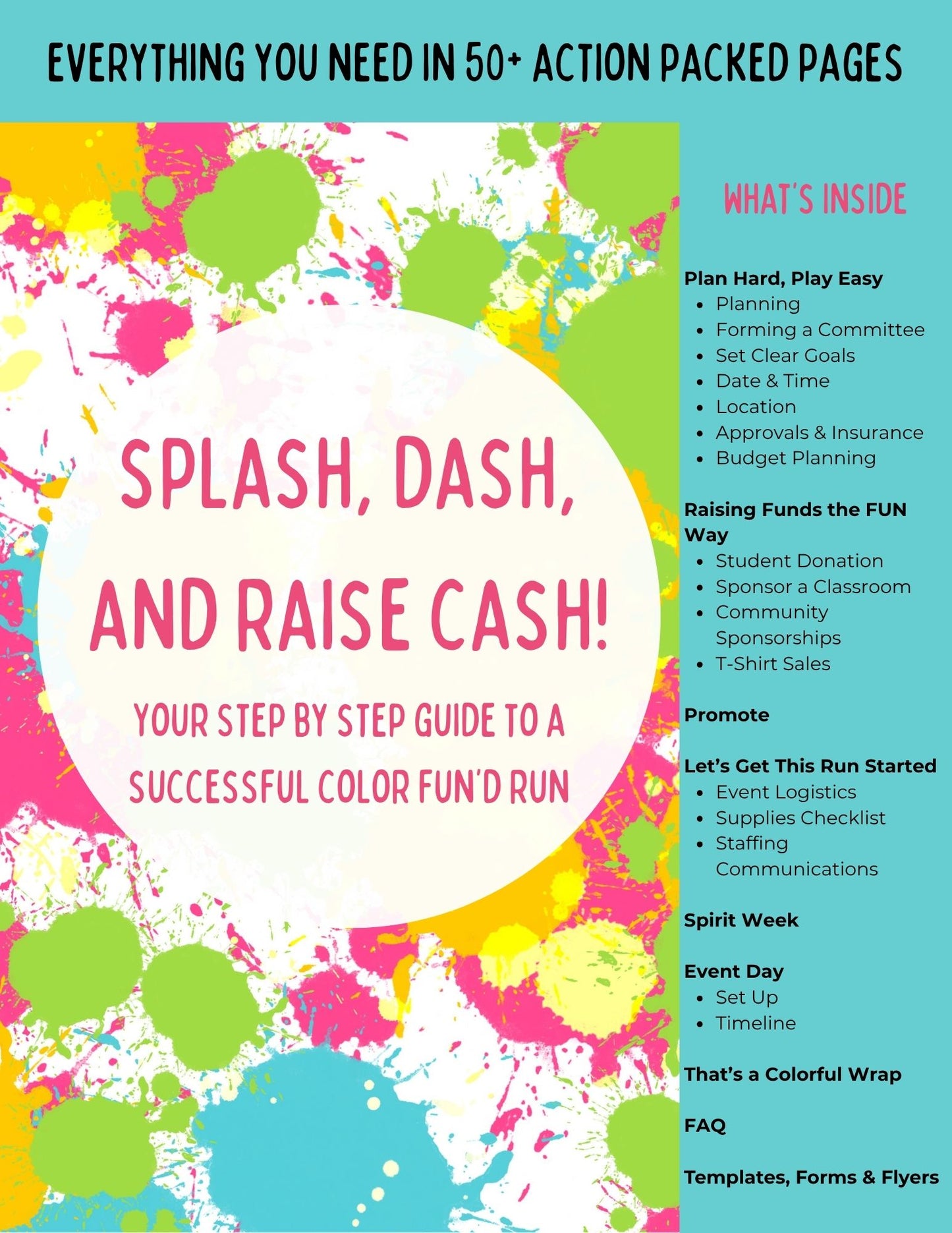 Printable guide for planning a school Color FUN’d Run PTO fundraiser